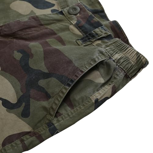 Women's Lightweight Camo Cargo Shorts with 6 Pockets - Elastic Waist, 8 / Camo Variation