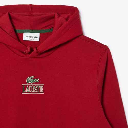Lacoste mens Classic Fit Long Sleeve Hooded Sweatshirt W/Small Croc Graphic on the Chest & Adjustable Neck
