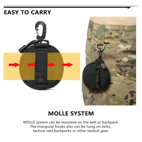 Black 2 Pack MOLLE Pouch with Carabiner Clip Mini Coin Purse Keychain