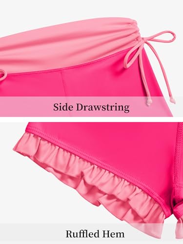 Girls High Waisted Ruffle Yoga Shorts - Athletic Biker Dance Workout