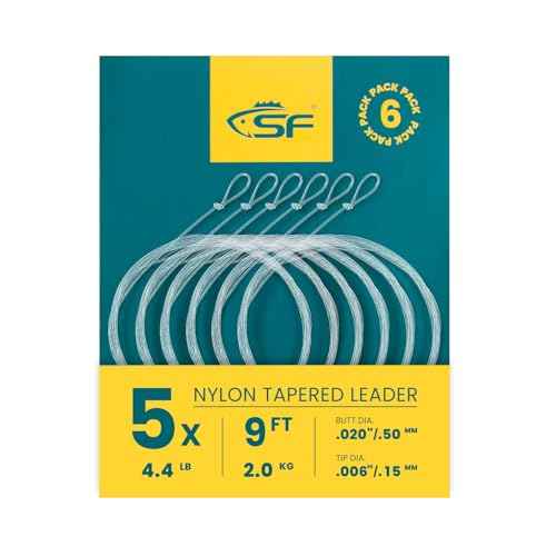 SF Pre-Tied Loop Fly Fishing Tapered Leader Nylon Clear Trout Freshwater Saltwater Bonefish Permit Bass Salmon Steelhead 7.5FT 9FT 10FT 12FT 15FT 0X 1X 2X 3X 4X 5X 6X 7X