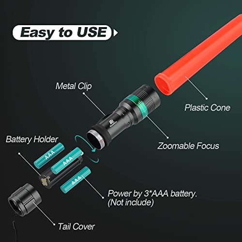 11 Inch Traffic Wand LED Flashlight Set - 2 Pack with 5 Flashing Modes