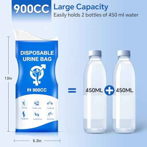 Urine Bag, 12PCS Disposable Pee Bags for Travel for Women Men, 900ML Emergency Urinal Bag and Vomit Bag, Portable Unisex Urinal Bags for Camping, Hiking, Traffic Jams, Pregnant, Patient, Kids