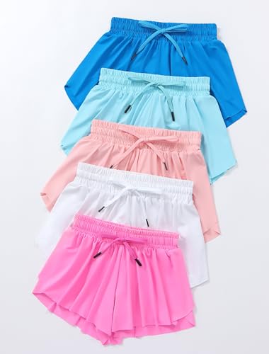 Girls Butterfly Shorts 2-3 Pack with Pockets & Liner - Black, White, Pink, 10-11 Years