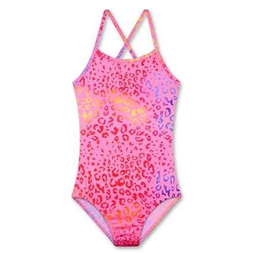LUOUSE Girls Sparkle Swimsuits Quick Dry Crossback One Piece Beach Swimwear Bathing Suit with Adjustable Strap 4-9 Years