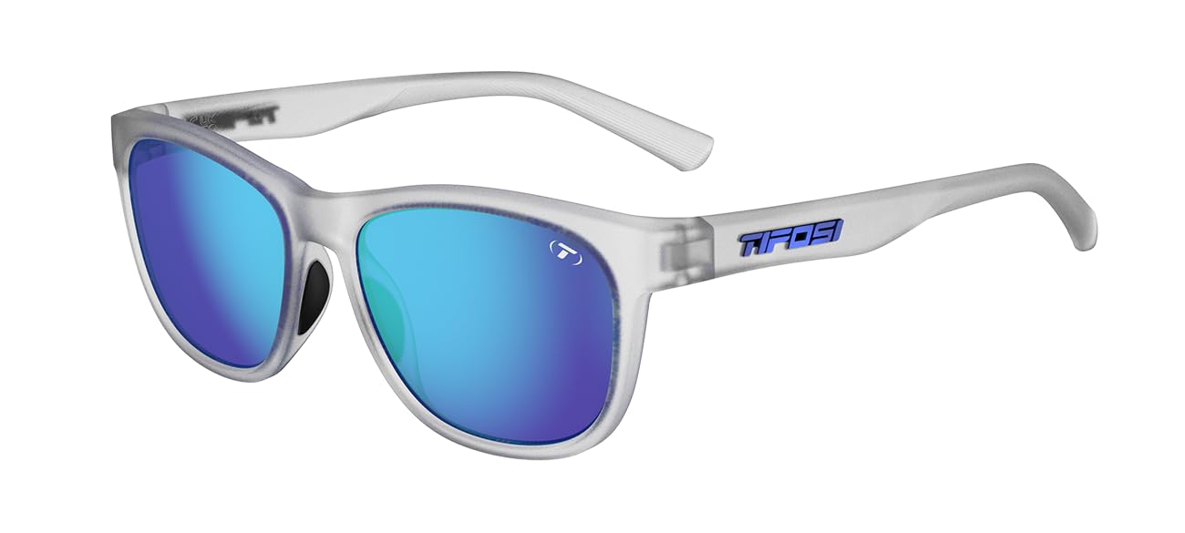 Tifosi Optics Swank Sunglasses (Satin Clear/Smoke Lens with Clarion Blue Mirror - Polarized)
