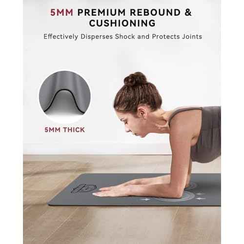 HAPBEAR Large Yoga Mat 72"x30" - 5mm Thick PU Top & Rubber Bottom - Non-Slip Wide Exercise Mat with Dual Layers - High Shock Absorption for Professional Yogis & Home Workouts - Bonus Oxford Bag Included