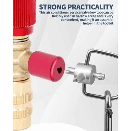 2 Pack HVAC Tools Locking Cap Key for R410A R22 Refrigerant, 3-in-1 Valve Core Removal Tool, Multi-Function HVAC Refrigerant Service Key for AC; Equipment Repair, Tamper-Resistant