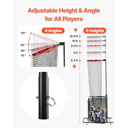 VEVOR Volleyball Training Net System,8 * 11/12 * 11ft/Pitching Practice/Spiking Practice/14 Net,Portable Net Station, Easy Setup Indoor Outdoor Target Net for Serving Spiking Setting