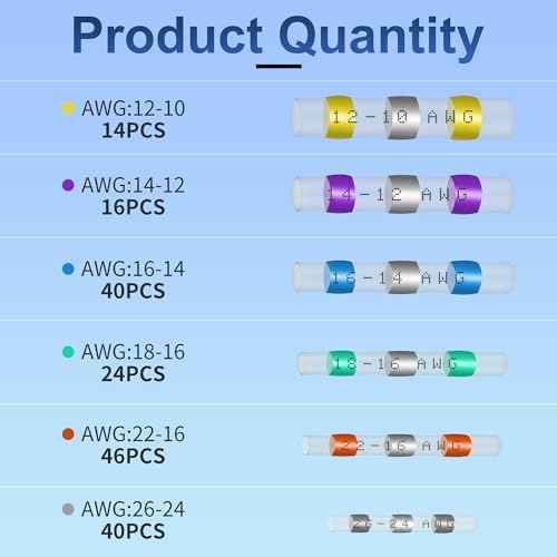 180Pcs Solder Seal Wire Connectors - Heat Shrink Butt Connectors Kit, Waterproof Marine Wiring Splice Terminal Gauge, Electrical Crimp, Trailer Wire - Heat Shrink Wire Connectors