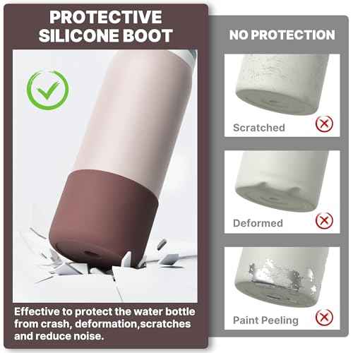 Silicone Water Bottle Boot for Owala 32 oz, Anti-Slip Protective Sleeve for Owala Twist & FreeSip & Flip Stainless Steel Water Bottle, Boot Bottom Base for Owala (Reddish Brown)