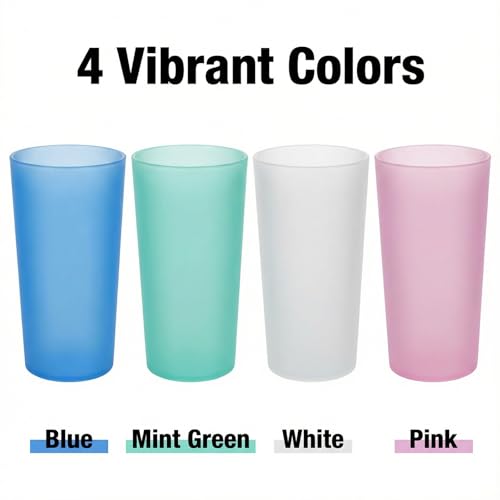 AOYITE 26 oz Reusable Plastic Cups Set of 8 - Pastel Tone