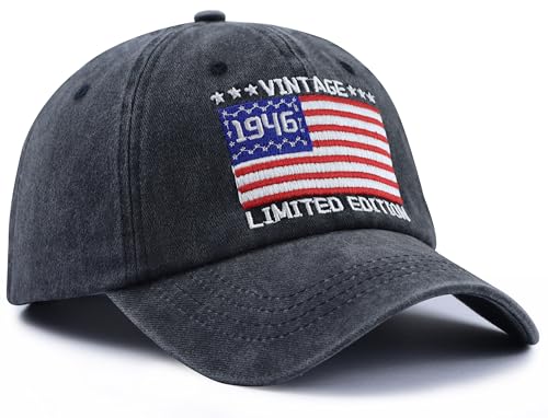80th Edition Baseball Cap - Vintage American Flag Hats for Men & Women, Birthday Gift