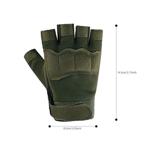 Kids Tactical Half Finger Cycling Gloves - Green, Anti-Slip, Adjustable Wrist