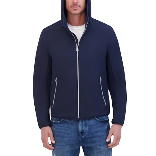 Kenneth Cole mens Hooded Soft Shell With Coil Zip Detail