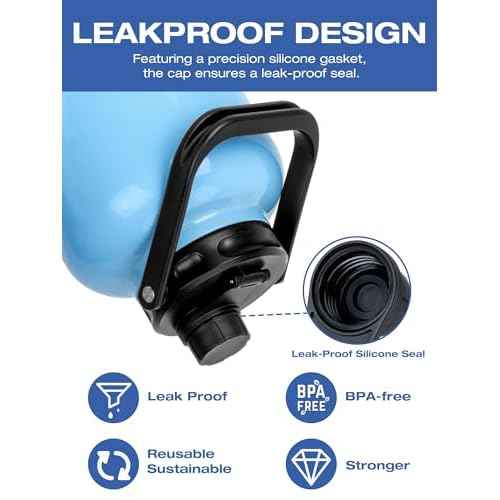 SUNMON Replacement Lid for RTIC Water Bottle - Steel Handle RTIC Lid Compatible with 1 Gallon (128oz) & 0.5 Gallon (64oz), BPA-Free Leakproof Jug Cover