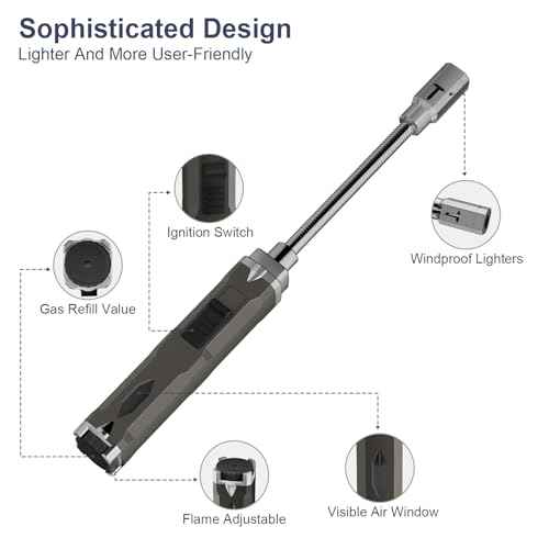 TONYFUL Butane Lighter Long Neck Torch Lighter, Jet Flame Windproof Lighter with Visual Fuel Window, Refillable Lighters for Candle, Camping, Fireplace, BBQ(Fuel Not Included)