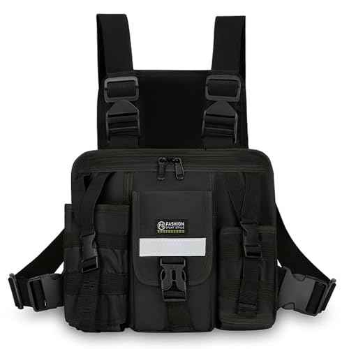 LUITON Radio Chest Harness with Reflective Strips Shoulder Holster Radio Vest Holder Two Way Radio Vest Rig Walkie Talkie Case