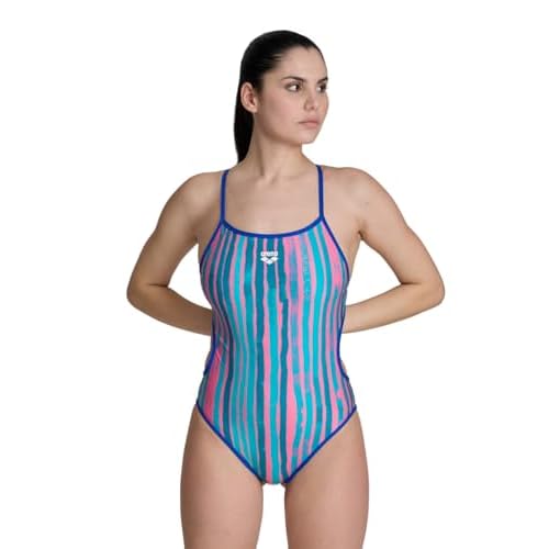 ARENA Performance Women's Reversible Challenge Back Athletic Swimsuit MaxLife One Piece Training Suit, Neon Blue/Multi