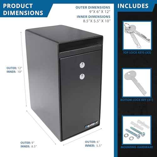 Barska Key Lock Depository Drop Safe ? Steel Lock Box with Drop Slot, Anti-Fishing Baffle, for Cash, Receipts, Keys & Valuables ? Ideal for Business & Office Use
