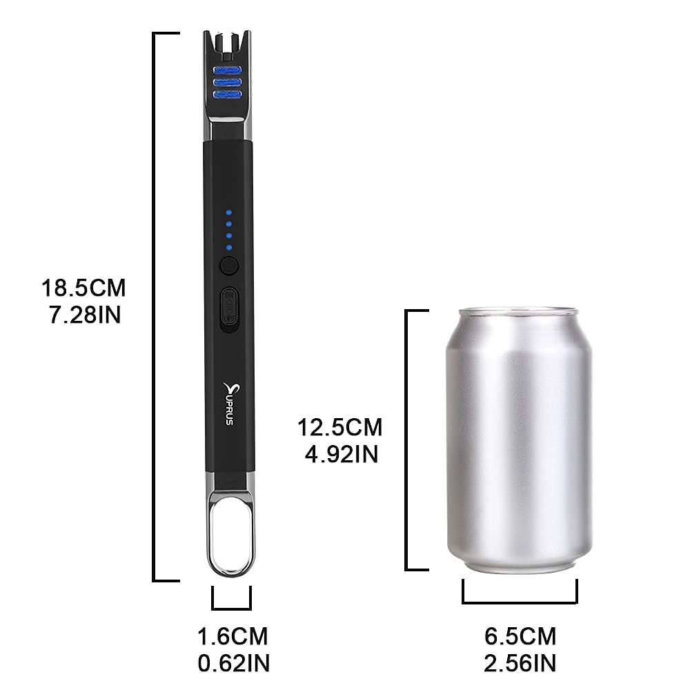SUPRUS Candle Lighter Electric Arc Lighter Windproof Flameless USB Rechargeable Lighter with LED Light for Candle Camping BBQ Cooking (Black+Champagne Gold)