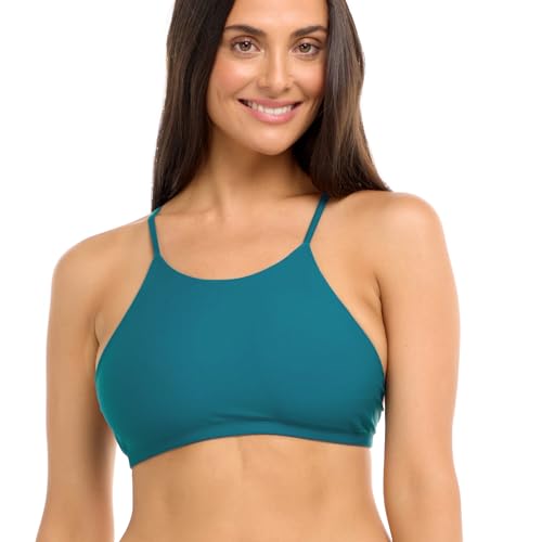 Body Glove Women's Standard Smoothies Alesha Solid High Neck Bikini Top Swimsuit with Adjustable 2-Way Back Detail