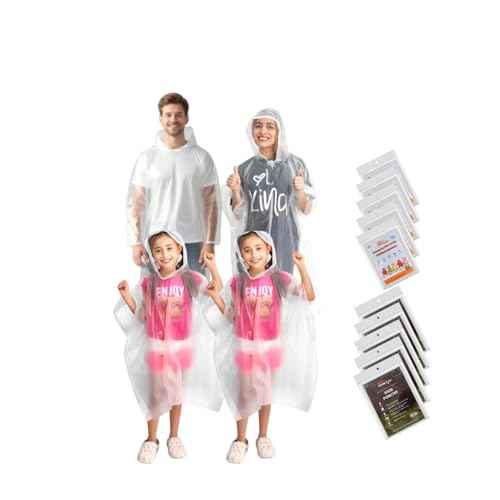 Family Pack Disposable Rain Ponchos: Waterproof, Reusable, Lightweight for Adults & Kids