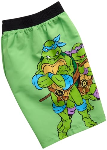 Nickelodeon Boys Swim Trunks UPF 50+ Quick-Dry Graphic Shorts - Teenage Mutant Ninja Turtles, Black & Green, 7 / Toddler & Big Kid Sizes
