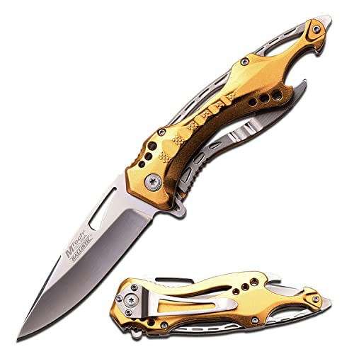MTECH USA Folding Knife with Half-Serrated Blade and Gold Silver Variation