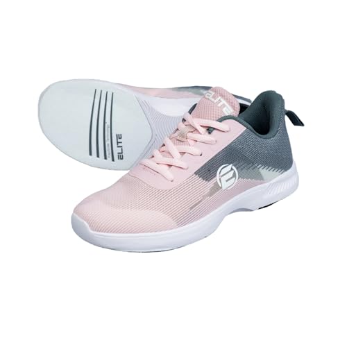 Elite Dash Women’s Bowling Shoes Grey Pink - Comfortable & Stylish Athletic Bowling Shoes, Many Sizes