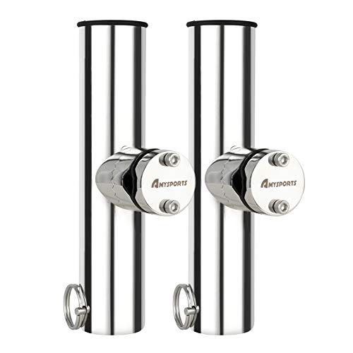 Stainless Steel Trolling Rod Holder Clamp Side Mount Fishing Pole Support 2PCS - Kayak Boat Sailboat
