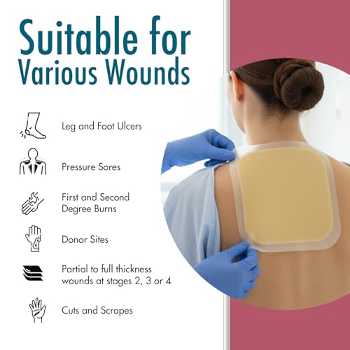 Hydrocolloid Wound Dressings - Water-Resistant, Sterile, Flexible 6x6 Inch - 5 Pack Variation 6 x 6 Inch / 5 Count / 1