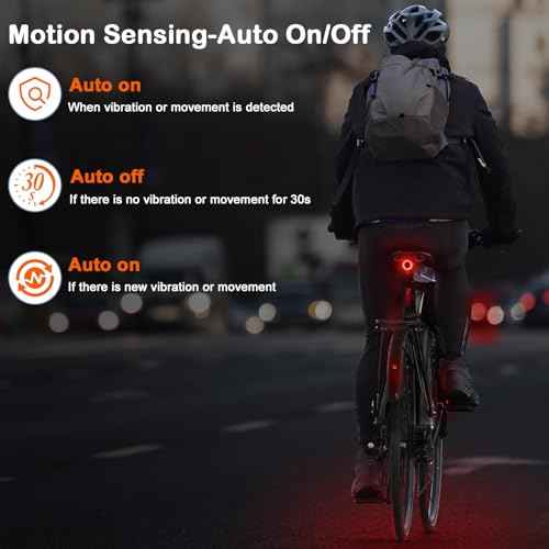 Smart Bike Tail Light, Brake Sensing Bike Rear Light, Auto On/Off, USB-C Rechargeable,Ultra Bright Lights for Bikes Riding at Night, Easy Mount Bicycle Safety Lights for Road Mountain Cycling