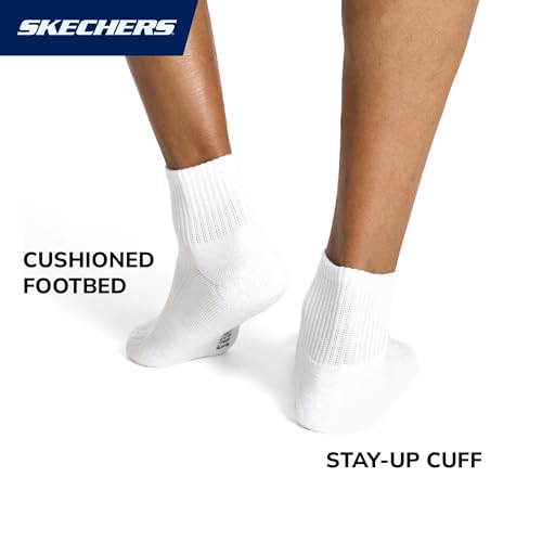 Skechers Men's 10-Pack Half Terry Crew Socks - White 10-13, Cushioned Fit