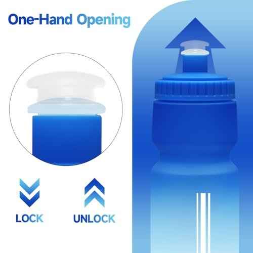 24oz Bike Water Bottle, Squeeze Water Bottle Leakproof BPA Free with Capacity Scale w/Pull Top Lid, Reusable, for Bicycle, Gym,Camping, Hiking 2 Pack