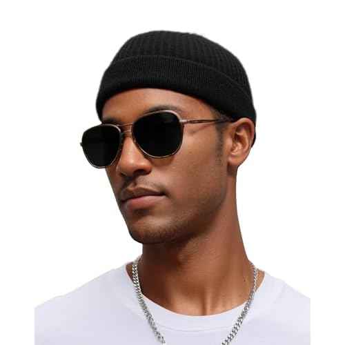 vidsel Thin Wool Fisherman Beanie for Men Women, Short Knit Cuff Trawler Watch Hats