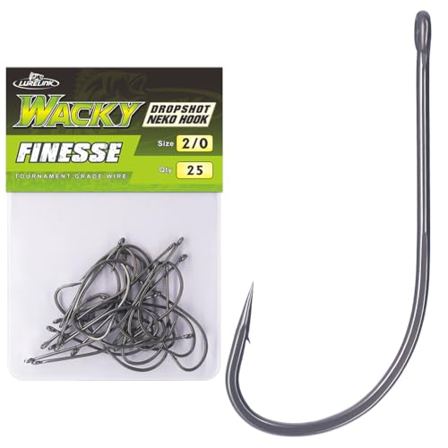 Drop Shot Hooks for Bass Fishing 2/0 Pack of 25 - Wacky & Neko Rig Finesse Worms