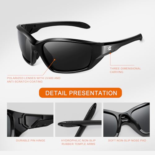 SUOSO Polarized Sports Sunglasses for Men & Women C01-Blue UV400 Wrap Around Goggles