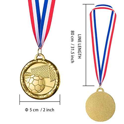 Abaokai 12 Pieces Soccer Medals for Awards for Kids and Adults, Gold Award Medals Set - Metal Olympic Style for Kid¡¯s Sports Soccer Games and Prizes Awards, Party Favors, 2 Inches