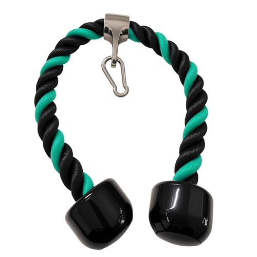 Nylon Tricep Rope for Cable Machine Workout Accessory - Green & Black