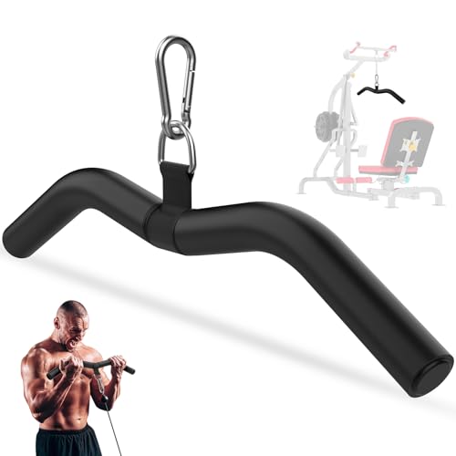 Anobeyi Black 19in Lat Pulldown Bar with Rubber Handles for Cable Machine - Single D-Handle