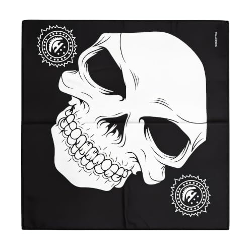 Motique Accessories Skull Bandana - Grinning Skull, 21x21 Inch Cotton Head Wrap