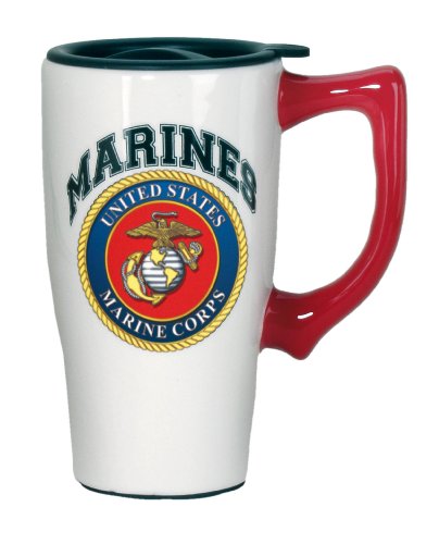 Marines Travel Mug - 18 Ounces Ceramic Travel Mug with Locking Lid