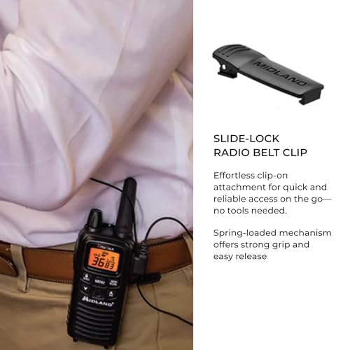 Midland LXT600BB FRS Business Walkie Talkies - Long Range 36-Channel Two-Way Radios with Headsets and Charging Base, NOAA Weather Alerts(2-Pack, Black)