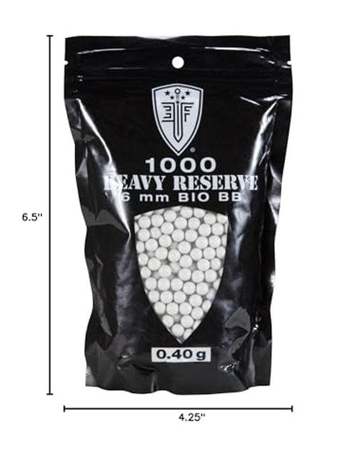 Elite Force Premium Biodegradable 6mm Airsoft BBS Ammo, .40 Gram Milsim Heavy Reserve, 1000 Count, One Size
