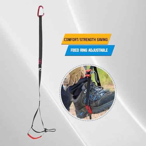 2.6-4.4 FT 16KN Foot Ascender, Adjustable Climbing Ascender Strap Rope Foot Belt Rock Climbing Rappel Rescue for Mountaineering, Rock Climbing, Engineering Protection