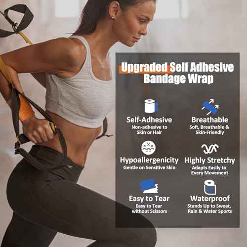 Upgraded 9-Pack Self Adhesive Bandage Wrap ? 2 Inches ¡¿ 5 Yards Elastic Cohesive Bandage Wrap, Self Sticking Vet Wrap, Stretch Sports Athletic Wrap Self-Adhering Adherent Wrist Tape (Multi Color)