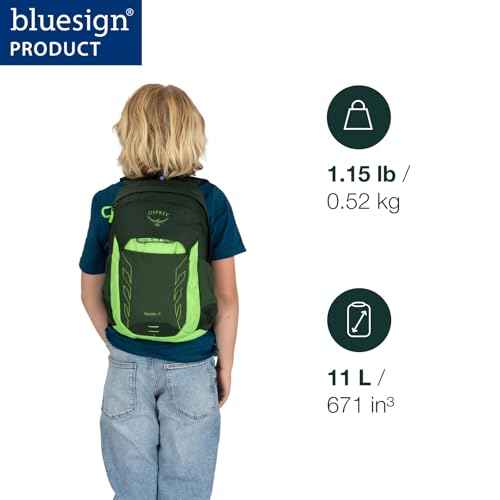Osprey Talon Jr Boy's Lightweight Hiking Backpack - Kids Adventure Backpack for Travel & Camping, Green Canopy