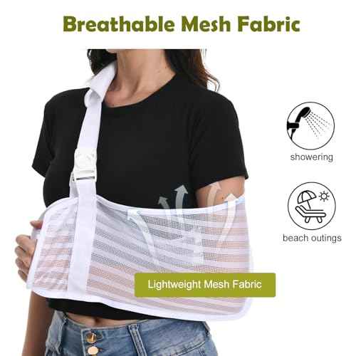 White Arm Sling for Broken Arm Torn Rotator Cuff Shoulder Elbow Wrist Injury Mesh Adults Support Brace for Men and Women (White)