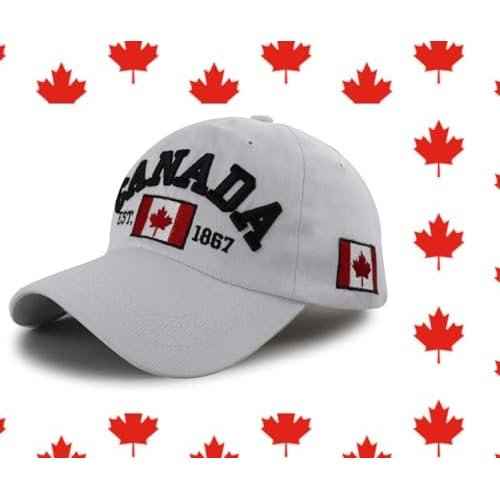 2 PCS Canada Hats for Men Women, Adjustable Embroidered Cotton Maple Leaf Flag Golf Baseball Cap, Funny Canadian Souvenirs